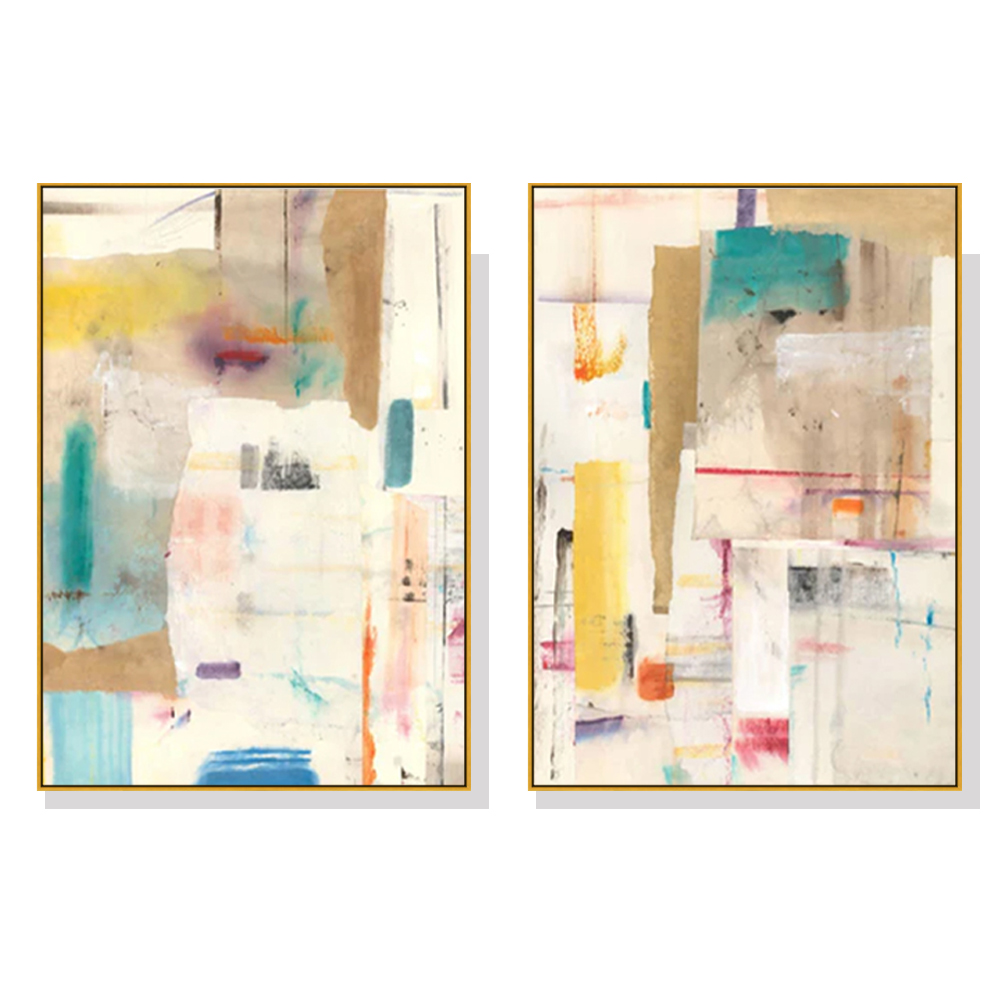 V207-17474-130851-00 Wall Art 100cmx150cm Sonder By Jean Kenna 2 Sets Gold Frame Canvas - Image 1