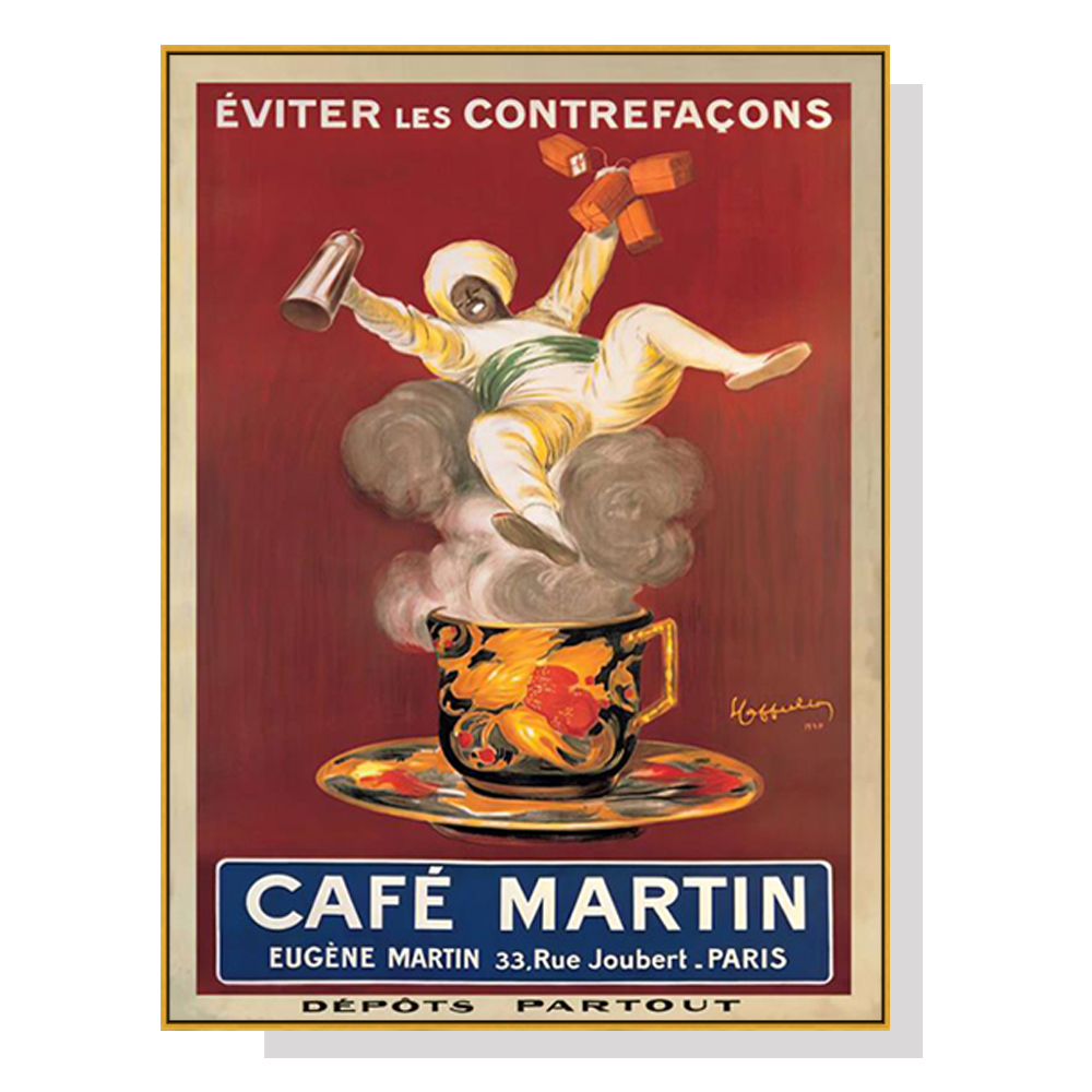 V207-18471-130810-00 Wall Art 40cmx60cm Cafe Martin Gold Frame Canvas - Image 1