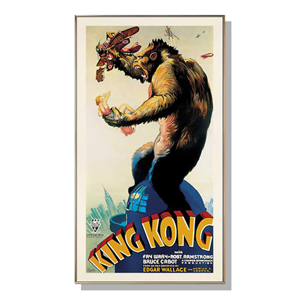 V207-1876-83910-00 Wall Art 50cmx100cm King Kong 1933 Gold Frame Canvas - Image 1