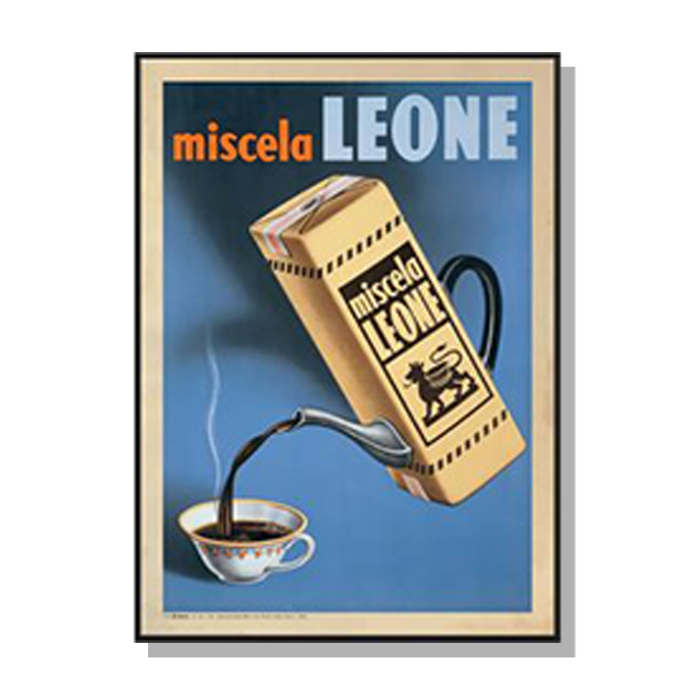 V207-1879-83887-00 Wall Art 60cmx90cm Miscela Leone, 1950 Black Frame Canvas - Image 1