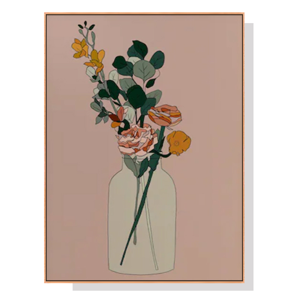 V207-1927-87069-00 Wall Art 50cmx70cm Boho Floral Wood Frame Canvas - Image 1