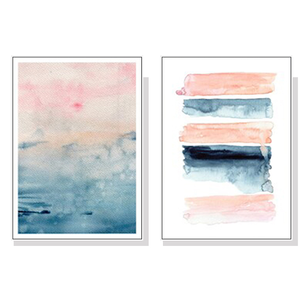 V207-1995-87503-00 Wall Art 50cmx70cm Abstract Pink 2 Sets White Frame Canvas - Image 1
