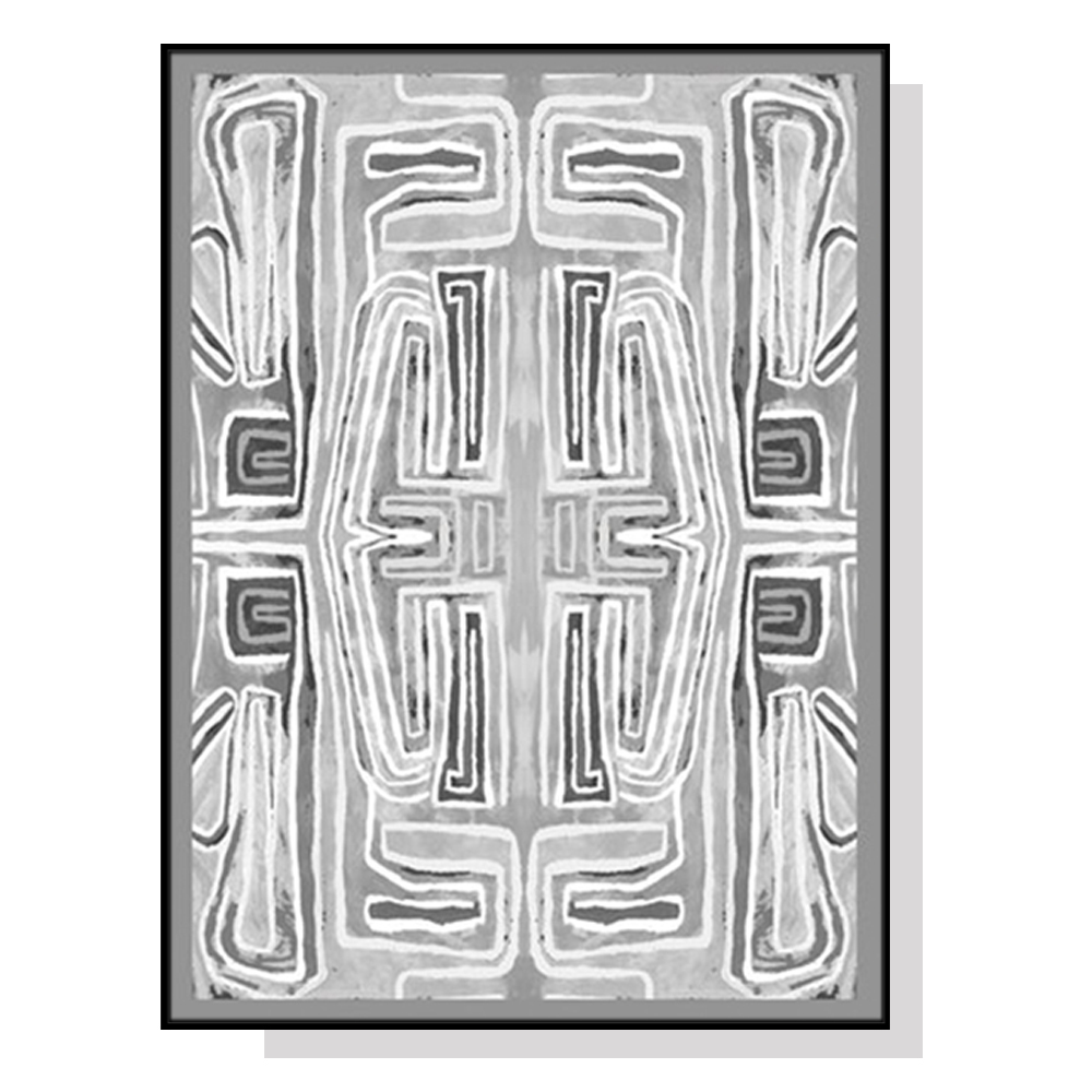 V207-2118-89683-00 Wall Art 60cmx90cm Abstract Mountain Black Frame Canvas - Image 1