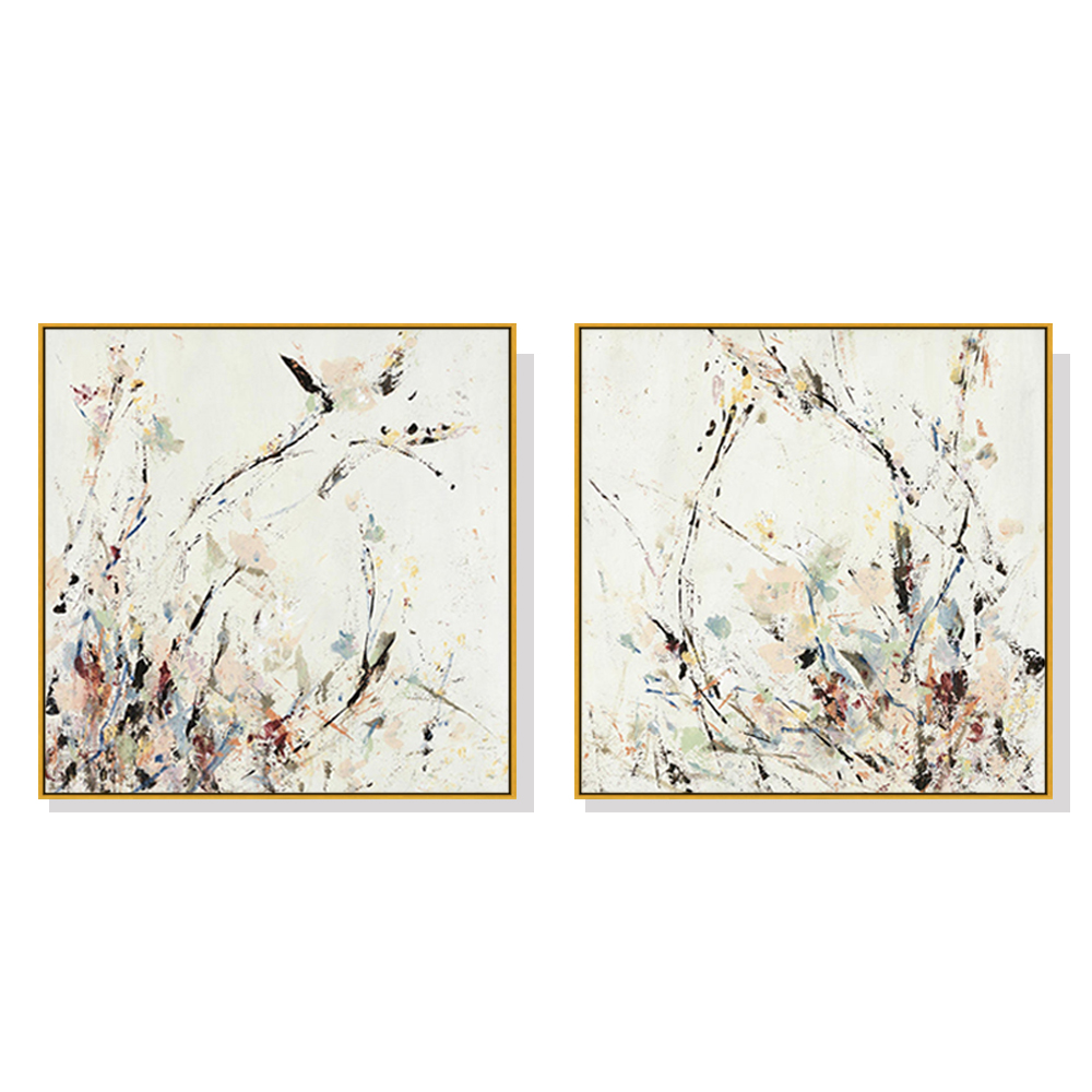 V207-2123-89678-00 Wall Art 70cmx70cm Afternoon Walk 2 Sets Gold Frame Canvas - Image 1