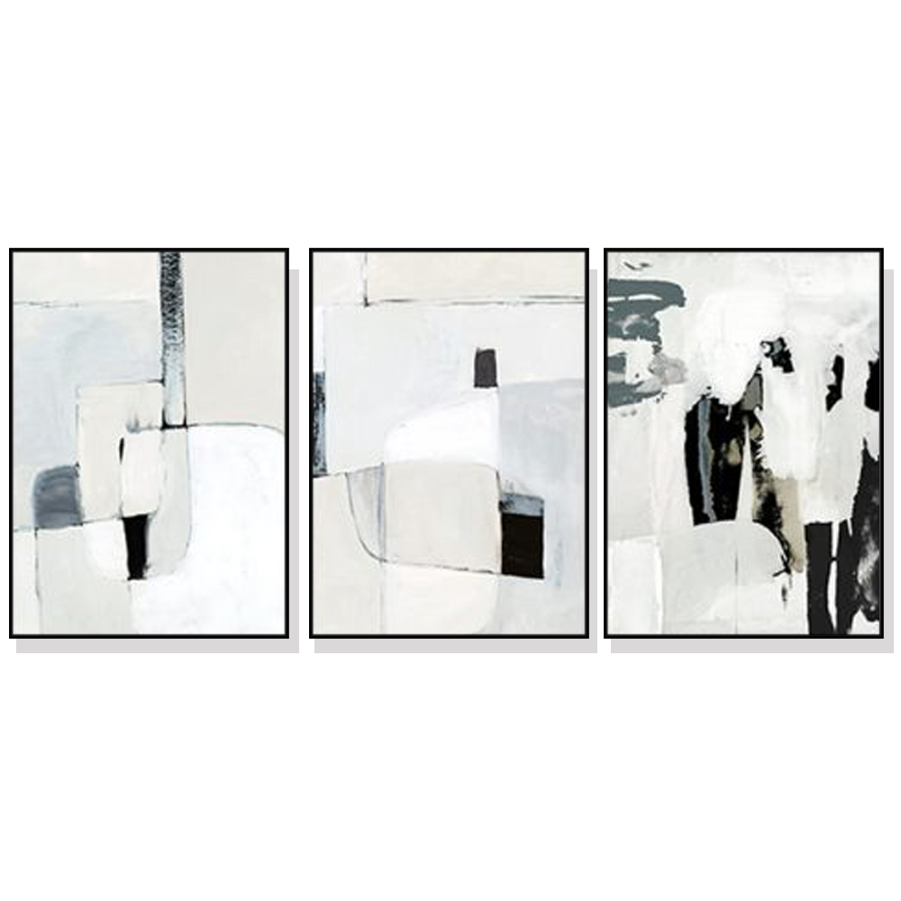 V207-21481-97488-00 Wall Art 70cmx100cm Soft Spoken 3 Sets Black Frame Canvas - Image 1