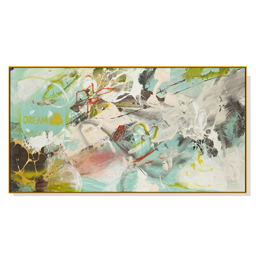 V207-2169-91385-00 Wall Art 60cmx120cm Dream Dream Gold Frame Canvas - Image 1