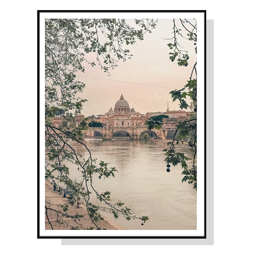 V207-21782-97320-00 Wall Art 90cmx135cm Rome City Black Frame Canvas - Image 1