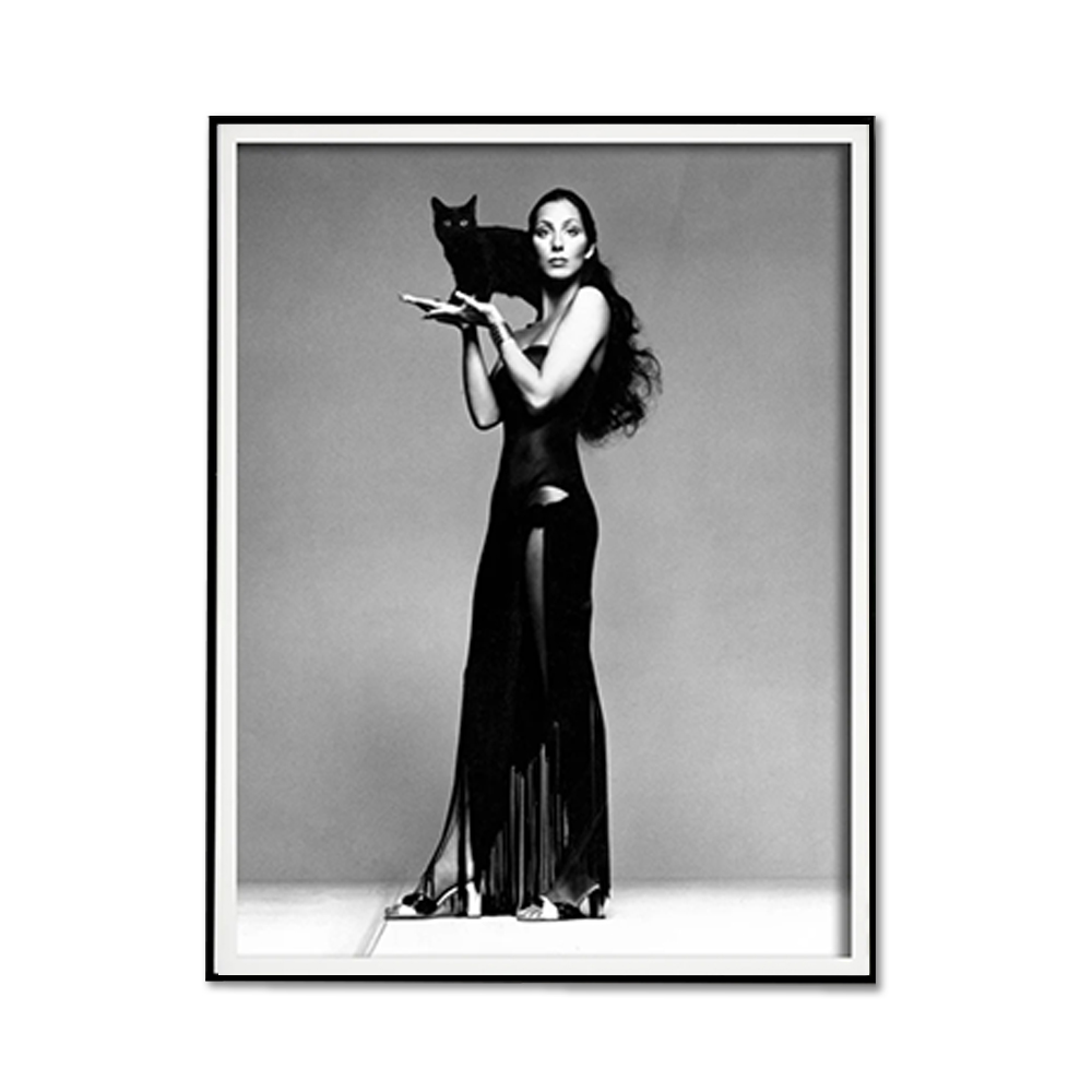 V207-2253-004-183915-00 Wall Art 60cmx90cm Cher Music Black and White, Black Frame Canvas - Image 1