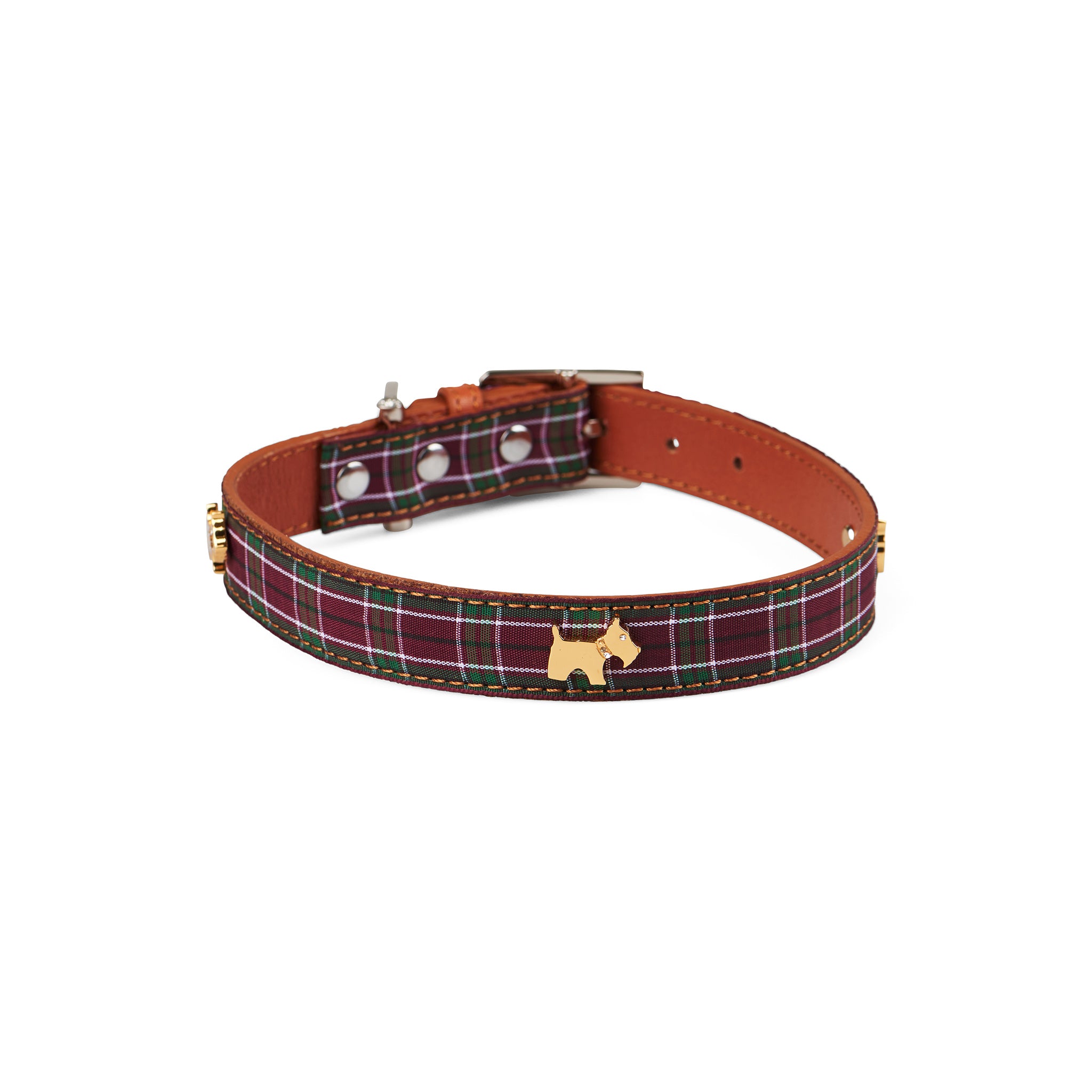 V208-HBP-34-71979-00 Highland Purple Tartan Dog Collar Small - Image 1