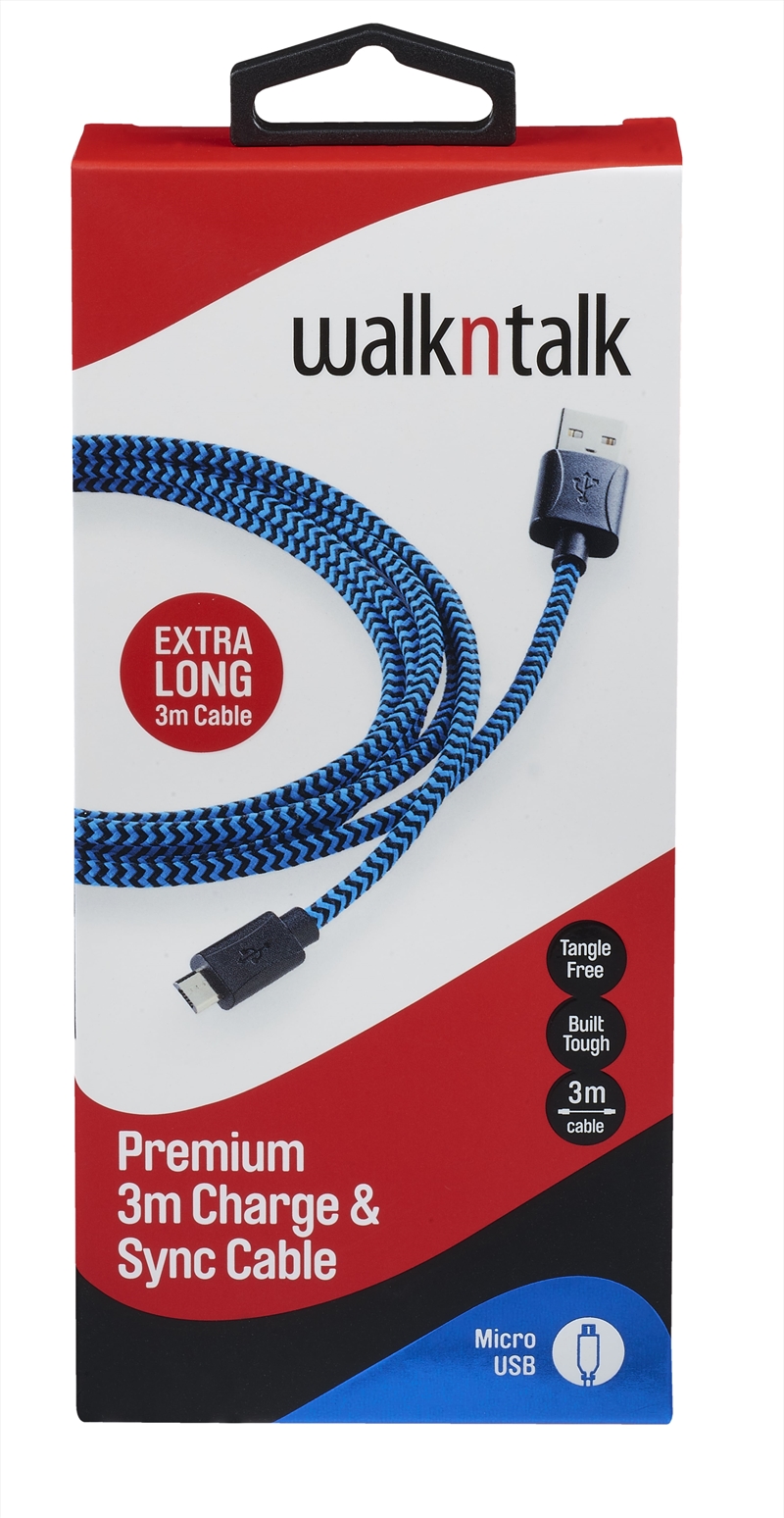 V210-2313449-SDC_2313449_2017-16-1-07-37-08-00 Walkntalk Charge & Sync 3M Cable - Micro USB - Blue - Image 1