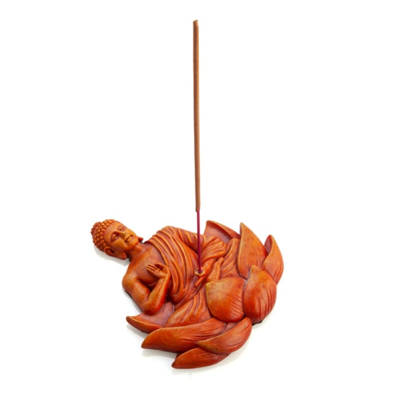 V210-2613633-76997-00 Orange Buddha Incense Burner - Image 1