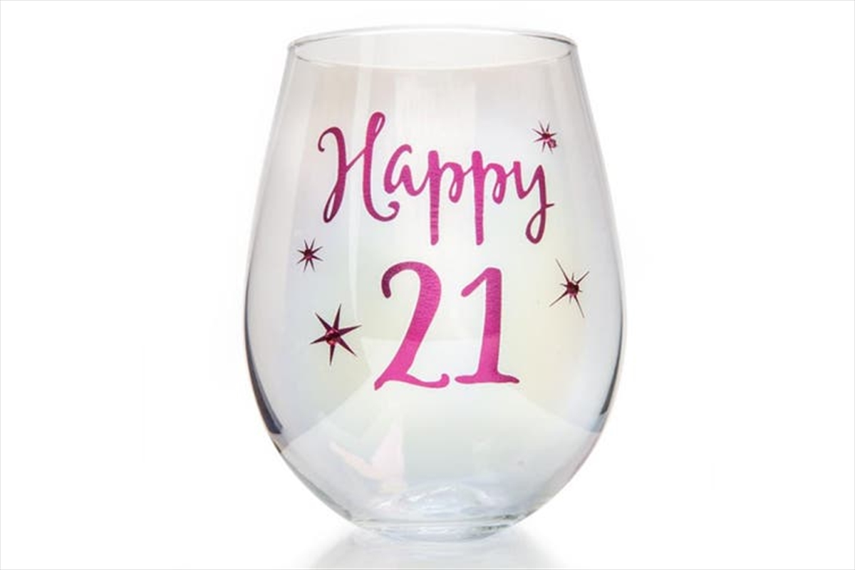 V210-2670258-89315-00 21st Birthday Irid Wine Glass - Image 1