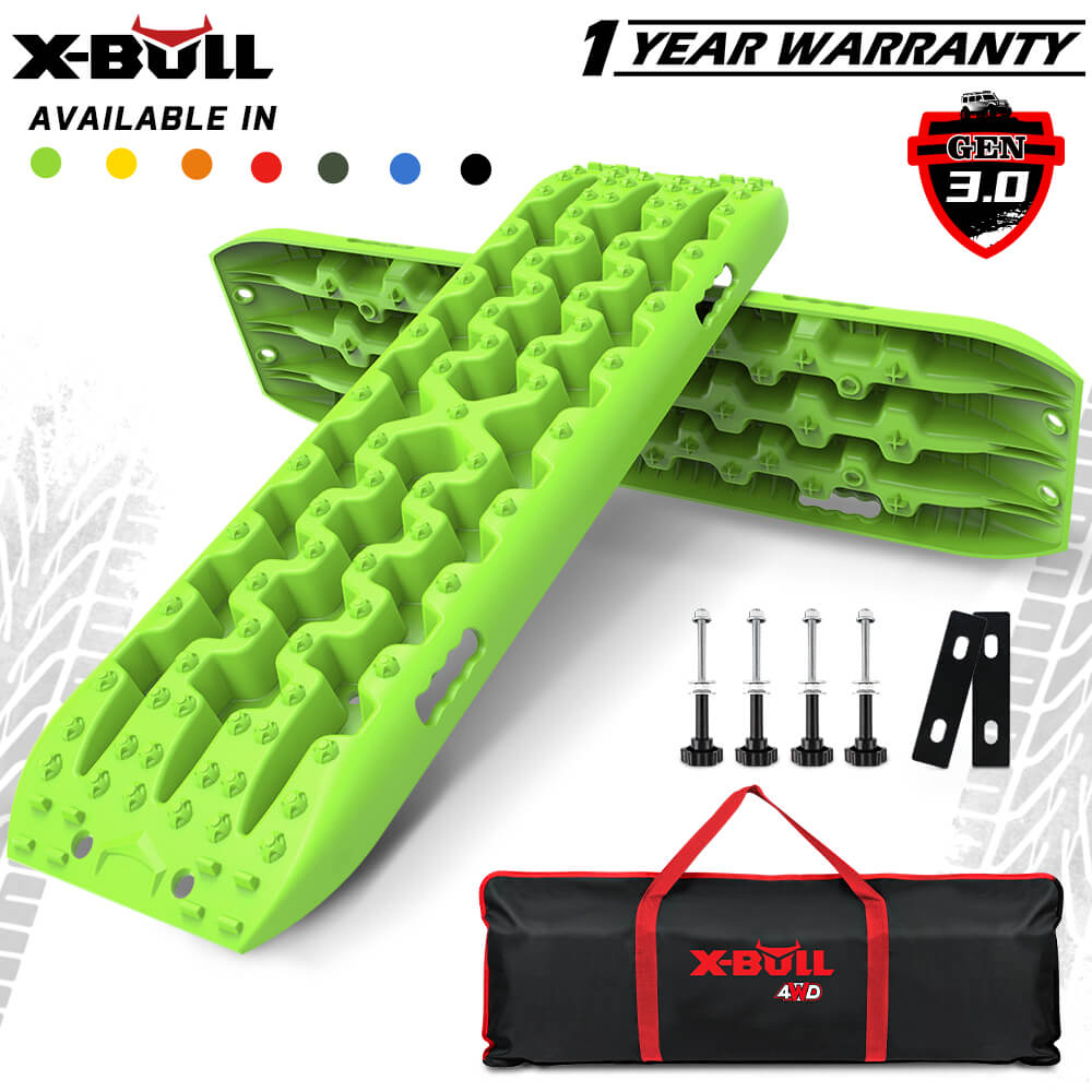 V211-AU-XBRT017-90246-00 X-BULL 2PCS Recovery Tracks Snow Tracks Mud tracks 4WD With 4PC mounting bolts Green - Image 1