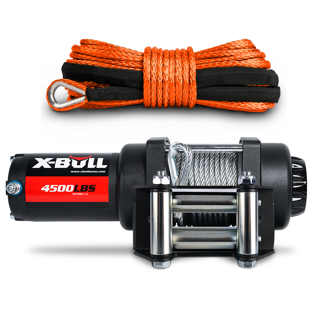 V211-AUEB-AXEW017XBSR001-87786-00 X-BULL 12V Electric Winch 4500LB Winch Boat Trailer Steel Cable With 5.5MX13M Synthetic Rope Orange - Image 1
