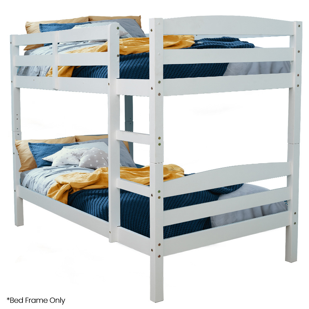 V219-BEDSBBKS01WA-225549-00 KINGSTON SLUMBER Single Bunk Bed Frame, Solid Pine 2-in-1 Modular Design, White - Image 1