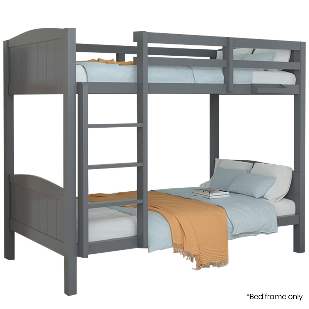 V219-BEDSBBKS03GA-225550-00 KINGSTON SLUMBER Single Bunk Bed Frame, Solid Pine 2-in-1 Modular Design Convert to 2 Single Beds, Grey - Image 1