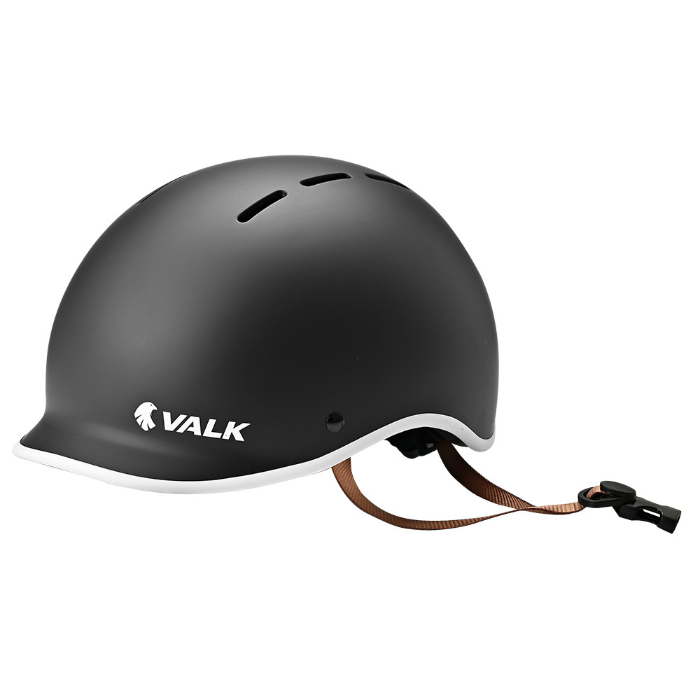 V219-BIKHLMVAKS5A-225448-00 Valk Retro Bike Helmet, 56-61cm S, M, L Universal Dial Fit System, Jet Black - Image 1
