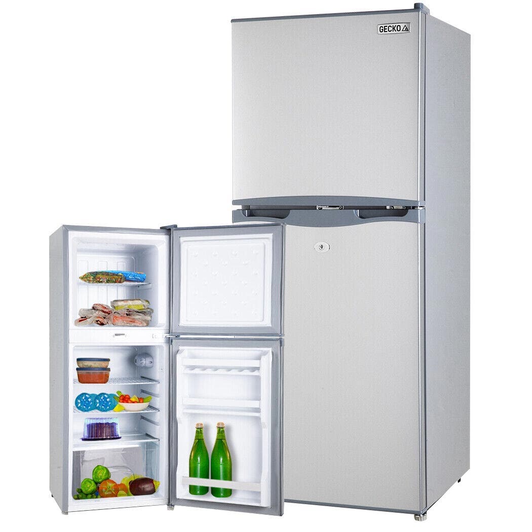 V219-CAPFFRGEKA13S-73806-00 GECKO 125L Portable Upright Fridge, 12V/24V for Motorhome, Caravan, Silver - Image 1