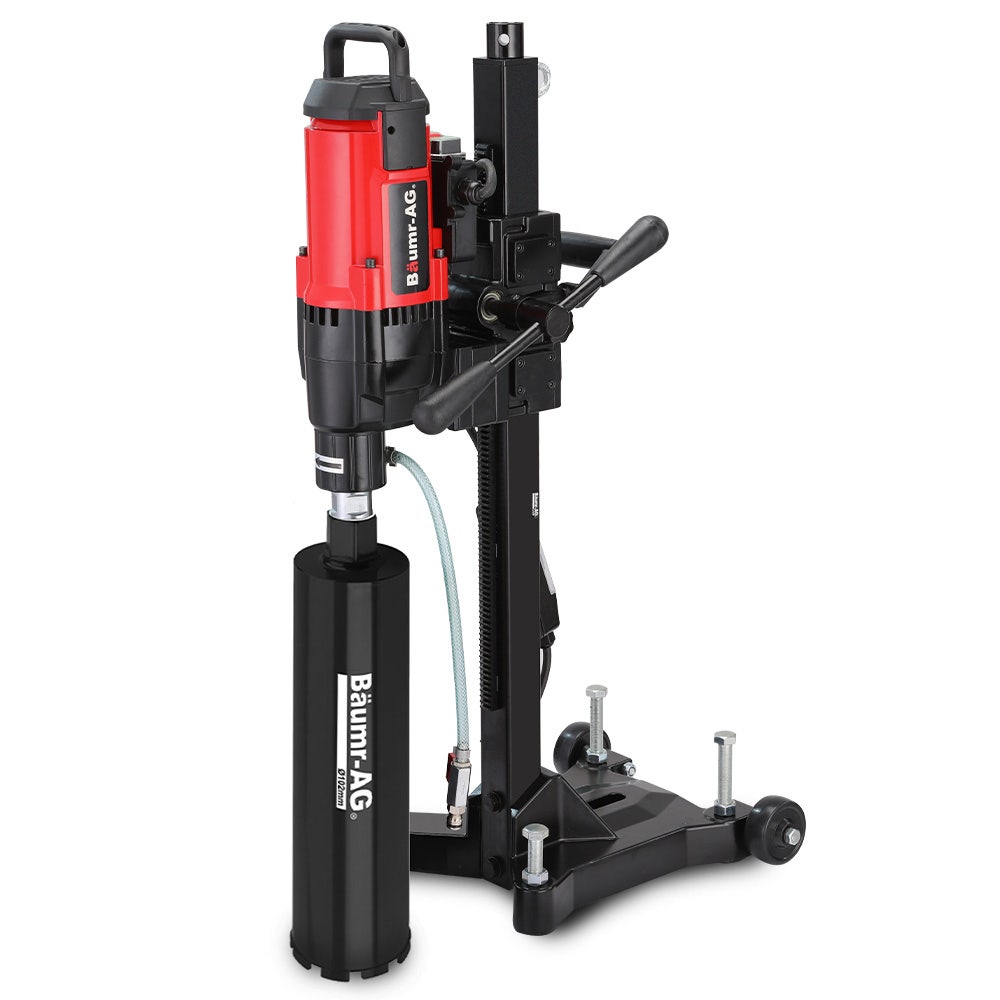 V219-DRLCREBM28WA-102-202504141841-00 BAUMR-AG 3200W 280mm Wet/Dry Core Drill w/ Wheeled Stand & 102mm Bit Combo, for Concrete Coring Hole Drilling - Image 1