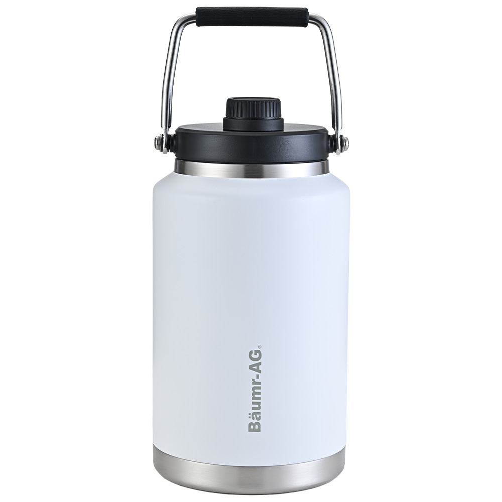 V219-DRWDWIBM38WA-202505071542-00 Baumr-AG 3.8L Double Wall Insulated Stainless Steel Water Bottle, Drink Jug with Handle, White - Image 1