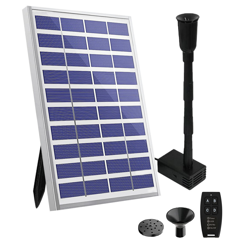 V219-FPKSUBPTA76A-225709-00 Protege Hi-Flow Water Feature Fountain Pond Pump, w/ Solar Panel, Lithium Battery, Remote Control, Nozzle kit - Image 1