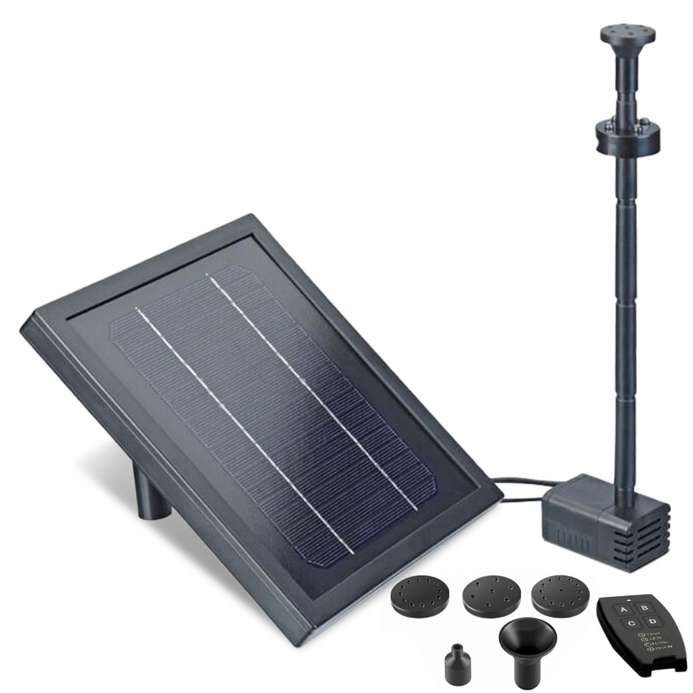 V219-FPKSUBPTP33A-225711-00 Protege Water Feature Fountain Pond Pump, w/ Solar Panel, Lithium Battery, Remote Control, Nozzle kit - Image 1