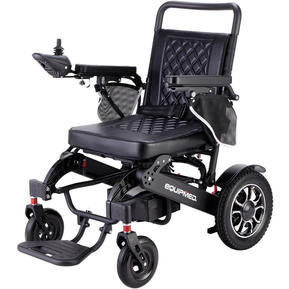 V219-HELWLCEQPKK6A-202505211306-00 EQUIPMED Electric Folding Wheelchair, Long Range, Airline Approved, Aluminium Frame, Lithium Battery, Black - Image 1