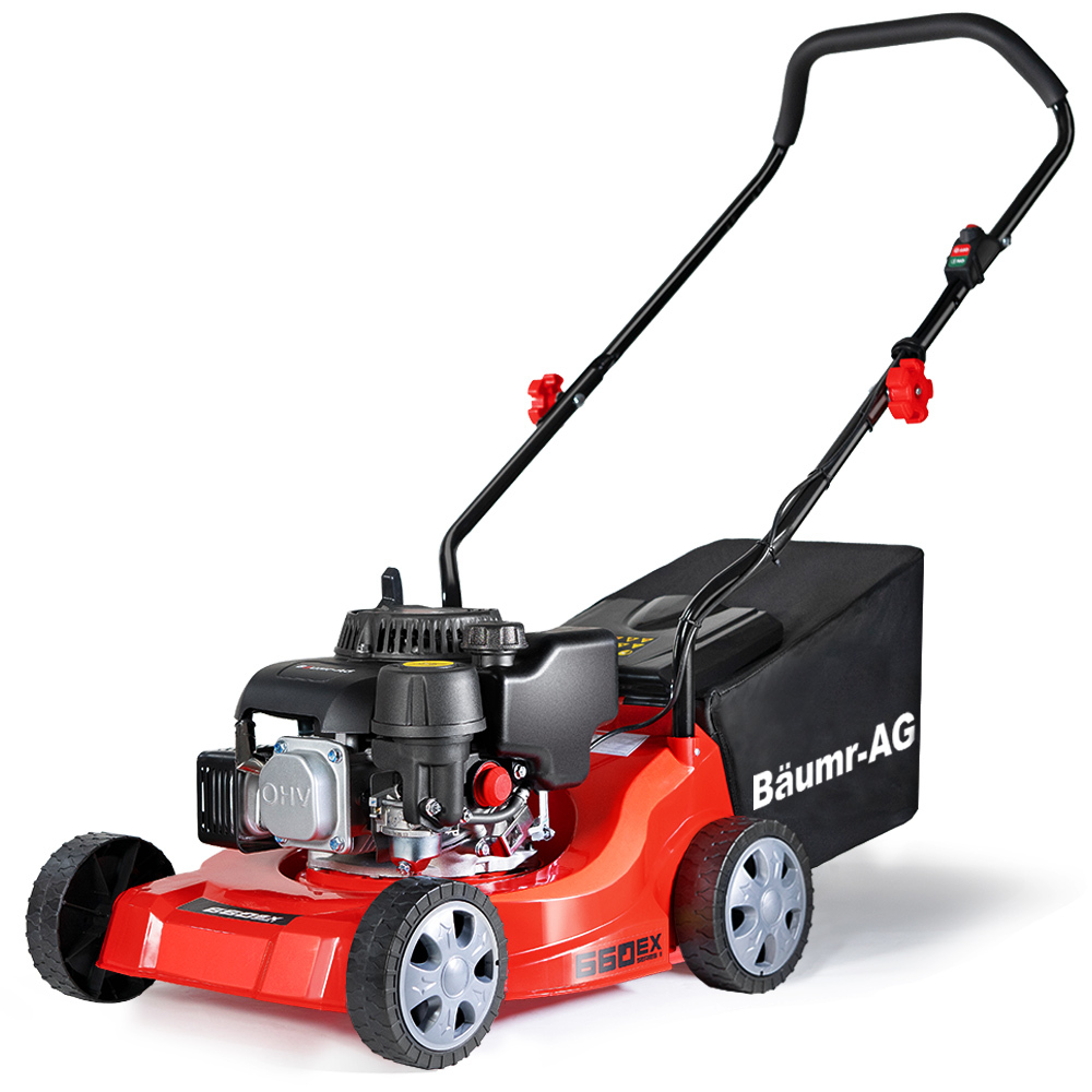 V219-MOWPSHBMRB16E-74174-00 Baumr-AG 139cc Lawn Mower 4-Stroke 16 Inch Petrol Lawnmower Hand Push Engine 35L Catcher - Image 1