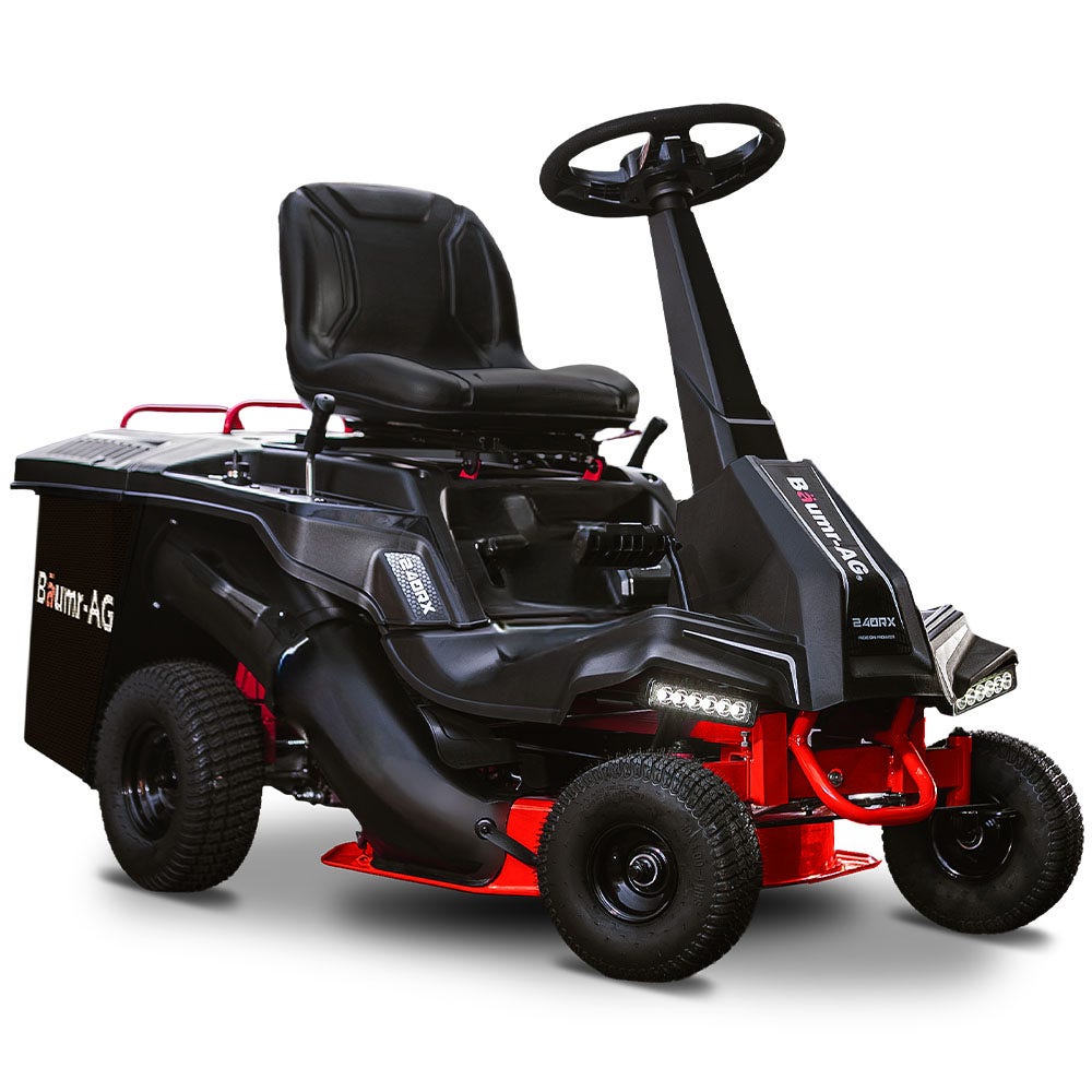 V219-MOWRIDBMP24A-202509031305-00 BAUMR-AG 24" Ride On Lawn Mower, Lithium Electric Start System, 6HP 224cc, 5 Cut Heights, Catcher and Mulch Kit - Image 1