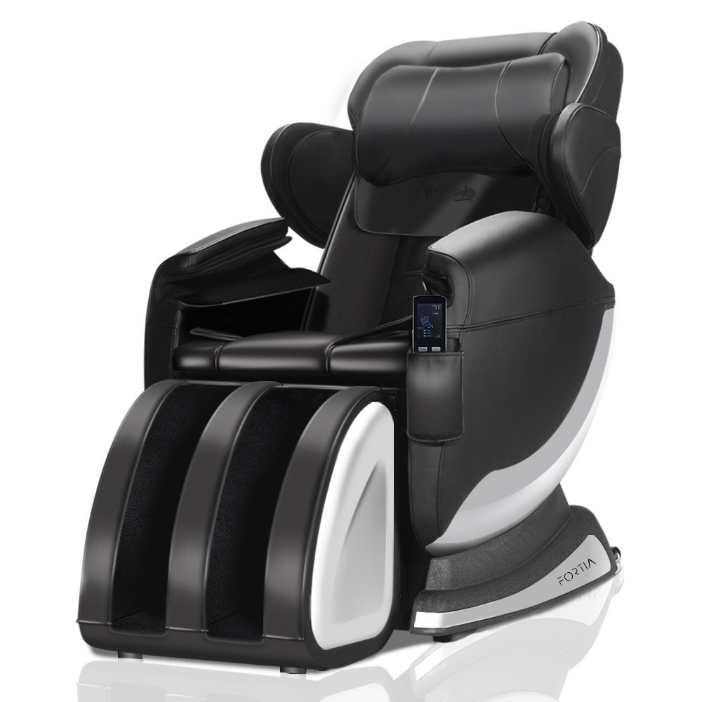 V219-MSGECHFORA5BK-74177-00 FORTIA Zero Gravity Recline Full-Body Massage Chair, with Back and Foot Rollers, Squeezing Air Pressure for Arms, Legs, plus Heat and Vibration functions, Black - Image 1