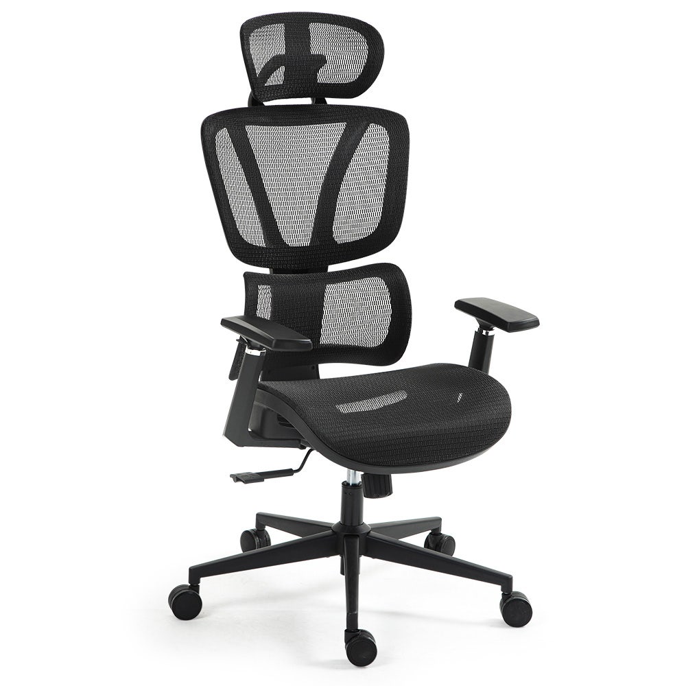 V219-OFFOCRFOE6KA-202509181325-00 Fortia Ergonomic Office Desk Chair, Coolmesh Fabric, Adjustable Lumbar Support, Headrest, Armrest and Recline, Black Mesh/Black Frame - Image 1