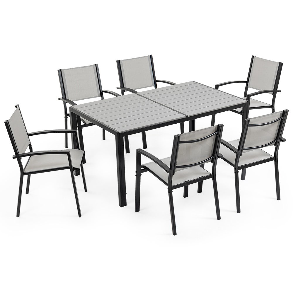 V219-OTDODSFOA7TA-202503131700-00 FORTIA 7pc Outdoor Dining Furniture Set, Table and Chairs Setting for Outside - Image 1