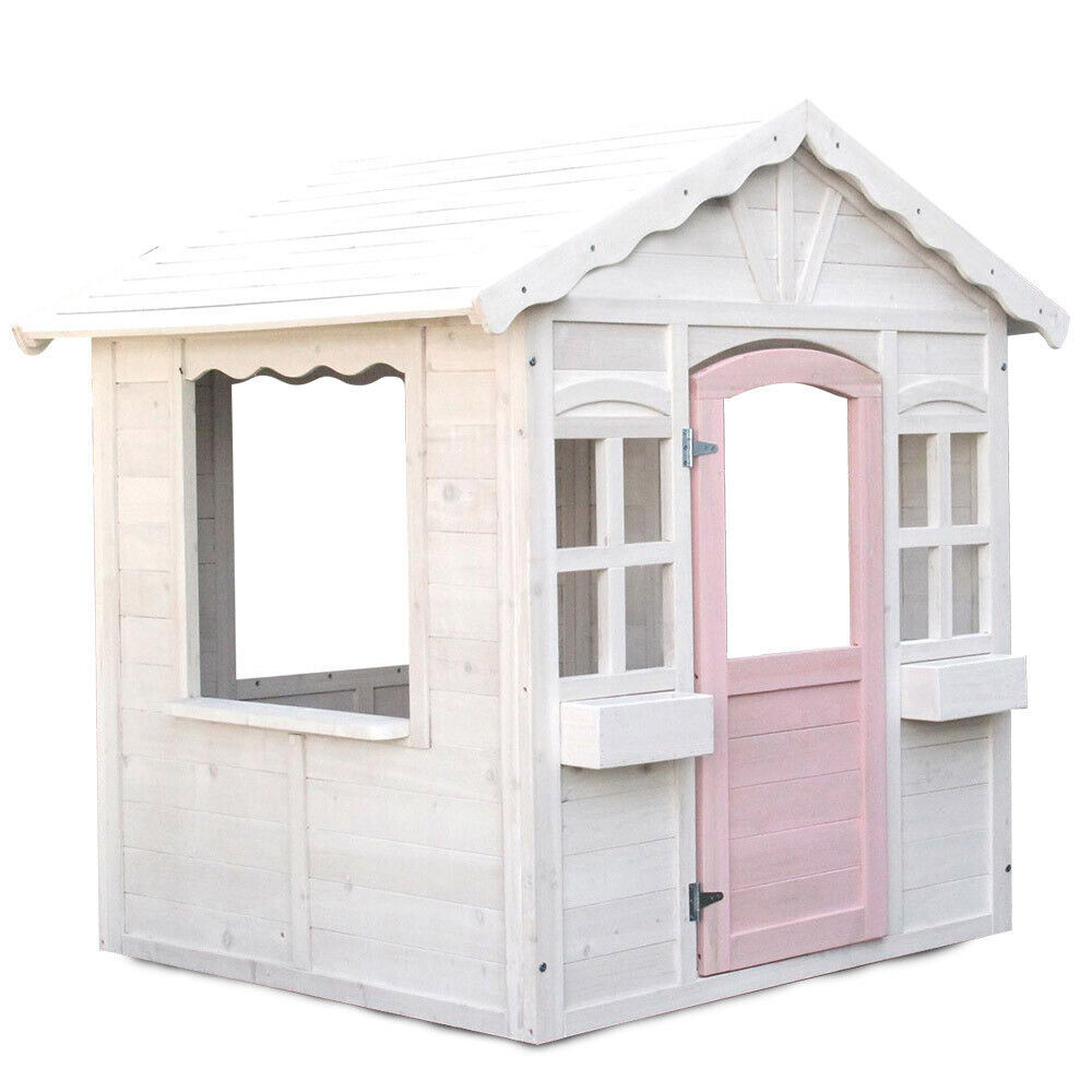 V219-PLYCBHRV1WTA-202503241145-00 ROVO KIDS Cubby House, Wooden Outdoor DIY Timber Cottage Style Playhouse, for Children - Image 1