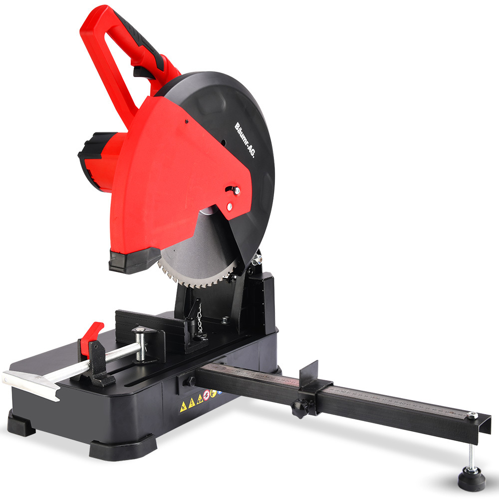 V219-SAWMCTBM3CSA-225720-00 Baumr-AG 2400W 355mm 14" Metal Cut Off Cold Saw, Premium Low Spark Ceramic Alloy Tooth Blade, Measurement Scale, Soft Start, 45 Degree Mitre Chop Cutting - Image 1