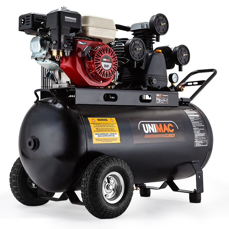 V219-UMACTL04A-74438-00 UNIMAC 8HP Air Compressor 115PSI 120L Petrol Powered Industrial Air Conditioning - Image 1