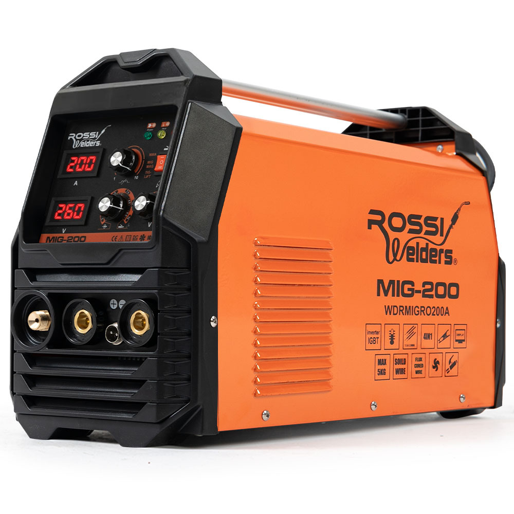 V219-WDRMIGRO200A-225273-00 ROSSI 200A MIG/MAG/MMA/ARC/TIG Multi-Purpose Welder MIG-200, Flux/Solid Wire/CO2 Or Argon Gas - Image 1