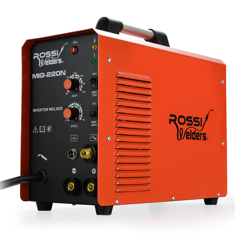 V219-WLDMIGROSA2C2-74453-00 ROSSI 220 Amp MIG MMA TIG Welder, 3in1 Multi-process Portable Inverter Gas Gasless Stick Welding Machine, 15A Plug - Image 1