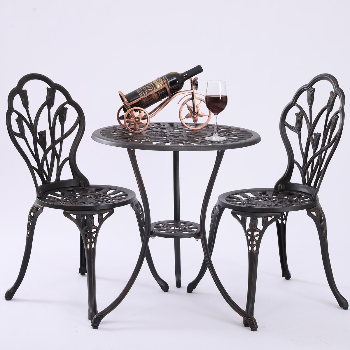 V231-CAS-001BRONZE-202506031300-00 2 Seater Dominique Cast Aluminium Bistro Set - Image 1