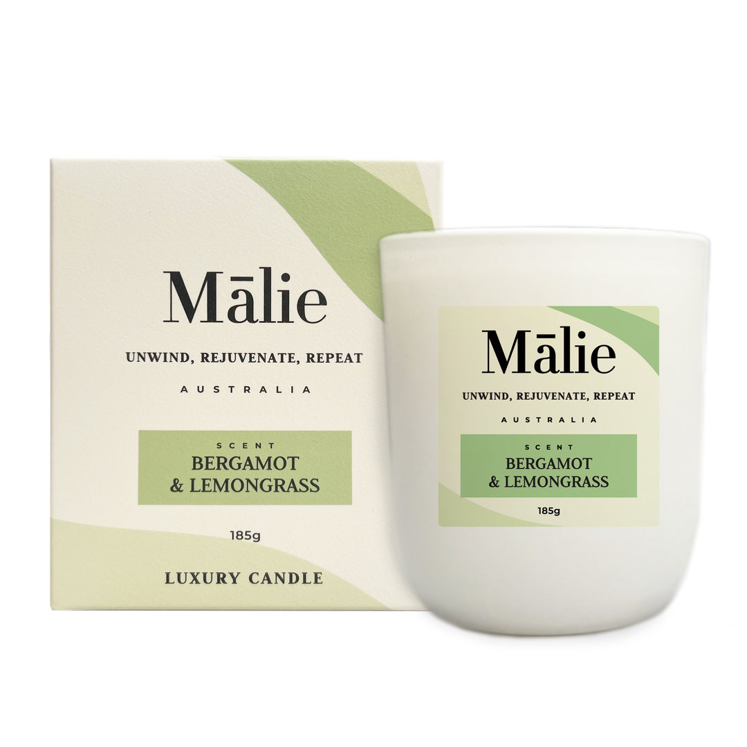 V232-MA003-88932-00 Bergamot & Lemongrass Luxury Soy Candle 185g - Malie - Image 1
