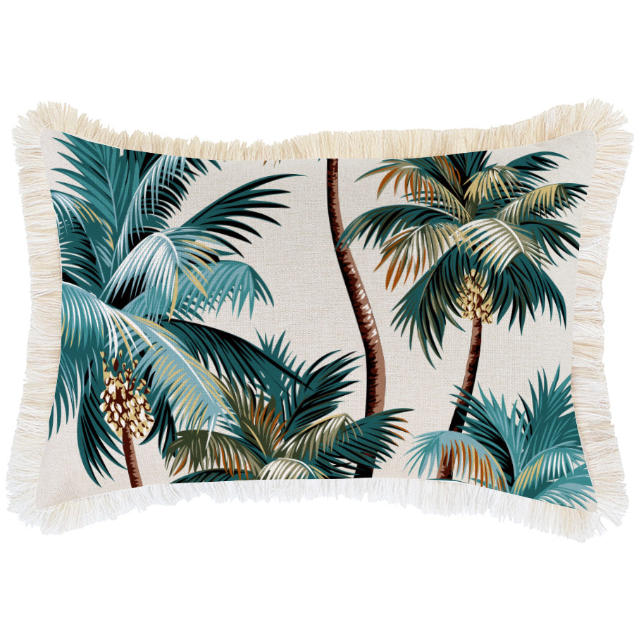 V236-EP12204301FNCT_EP12204501CF_Indoor-Outdoor-Cushion-Cover-Palm-Trees-Natural Cushion Cover-Coastal Fringe Natural-Palm Trees Natural-35cm x 50cm - Image 1