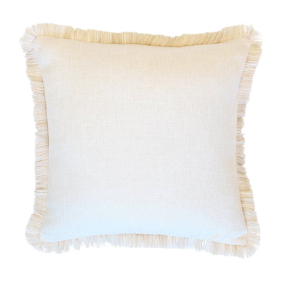 Cushion Cover-Coastal Fringe Natural-Solid Natural-60cm x 60cm - Image 1