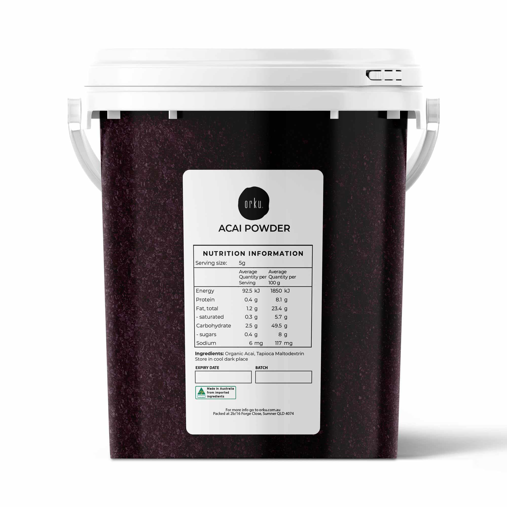 V238-SUPDZ-28988519743568-202505271435-00 700g Acai Powder Bucket 100% Organic - Superfood Amazon Berries - Image 1