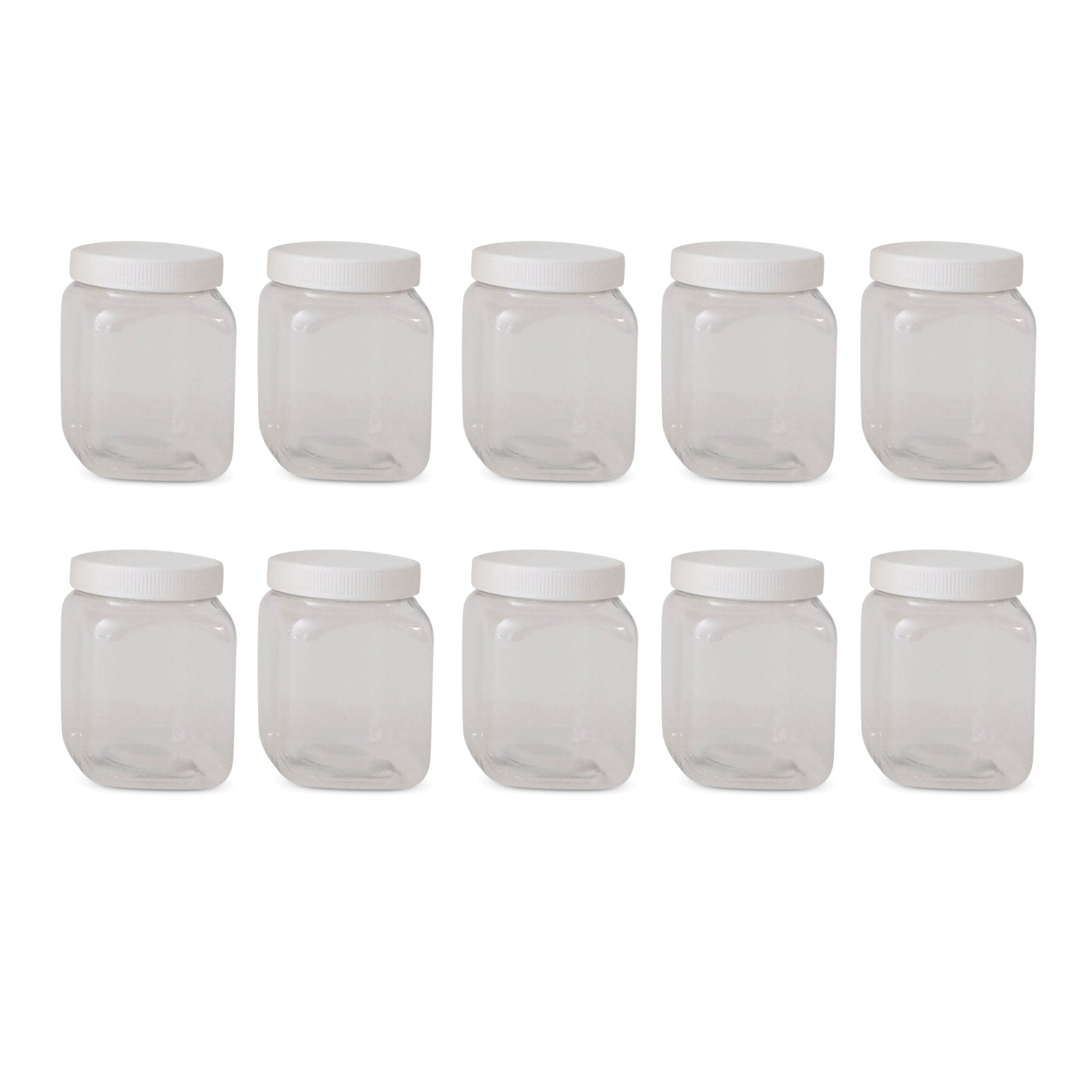 V238-SUPDZ-32706696183888-202507252021-00 10x 250g Plastic Honey Jars + Lids - Square Clear Food Grade Packaging Containers - Image 1