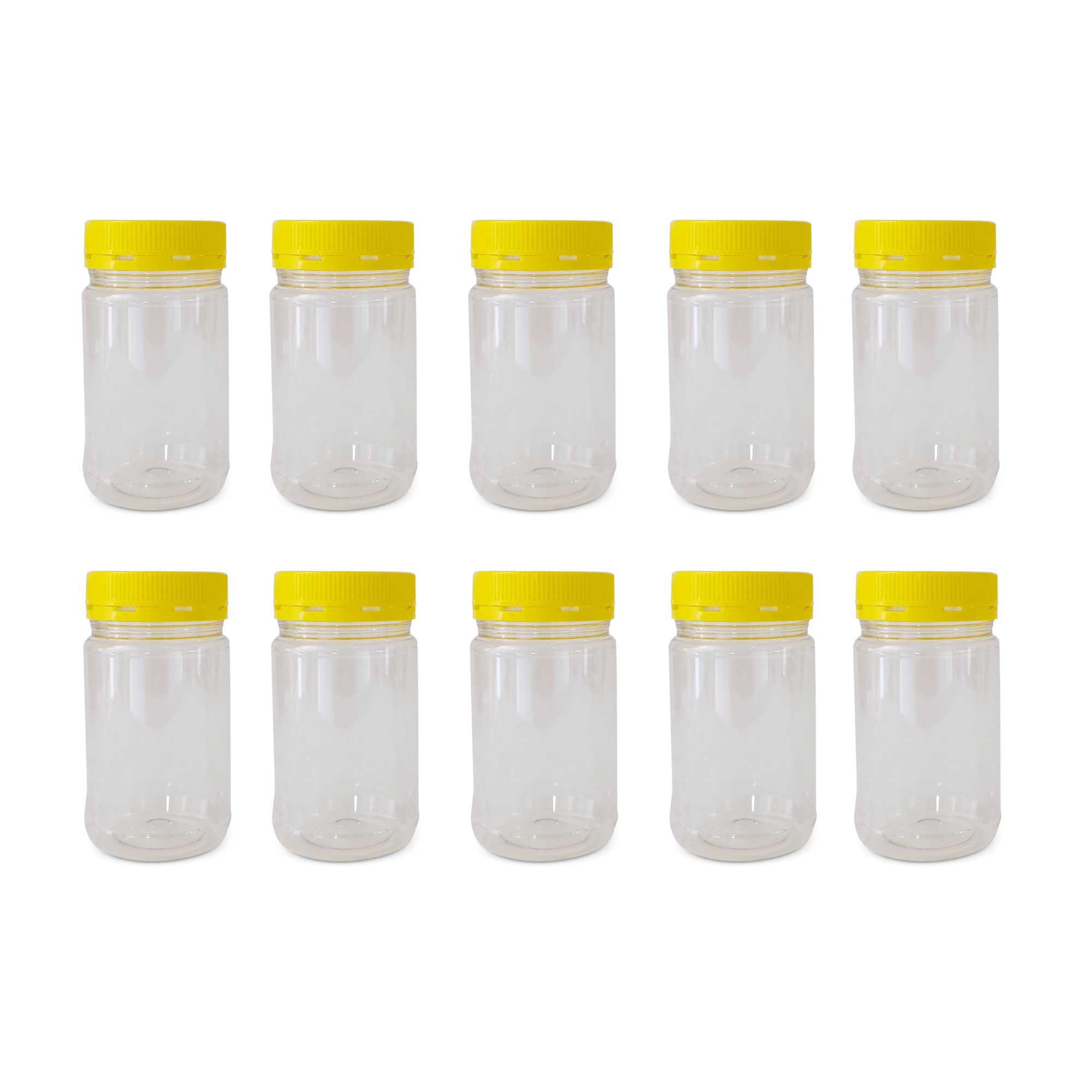 V238-SUPDZ-32706778759248-202507252021-00 10x 500g Plastic Honey Jars + Lids - Round Clear Food Grade Packaging Containers - Image 1