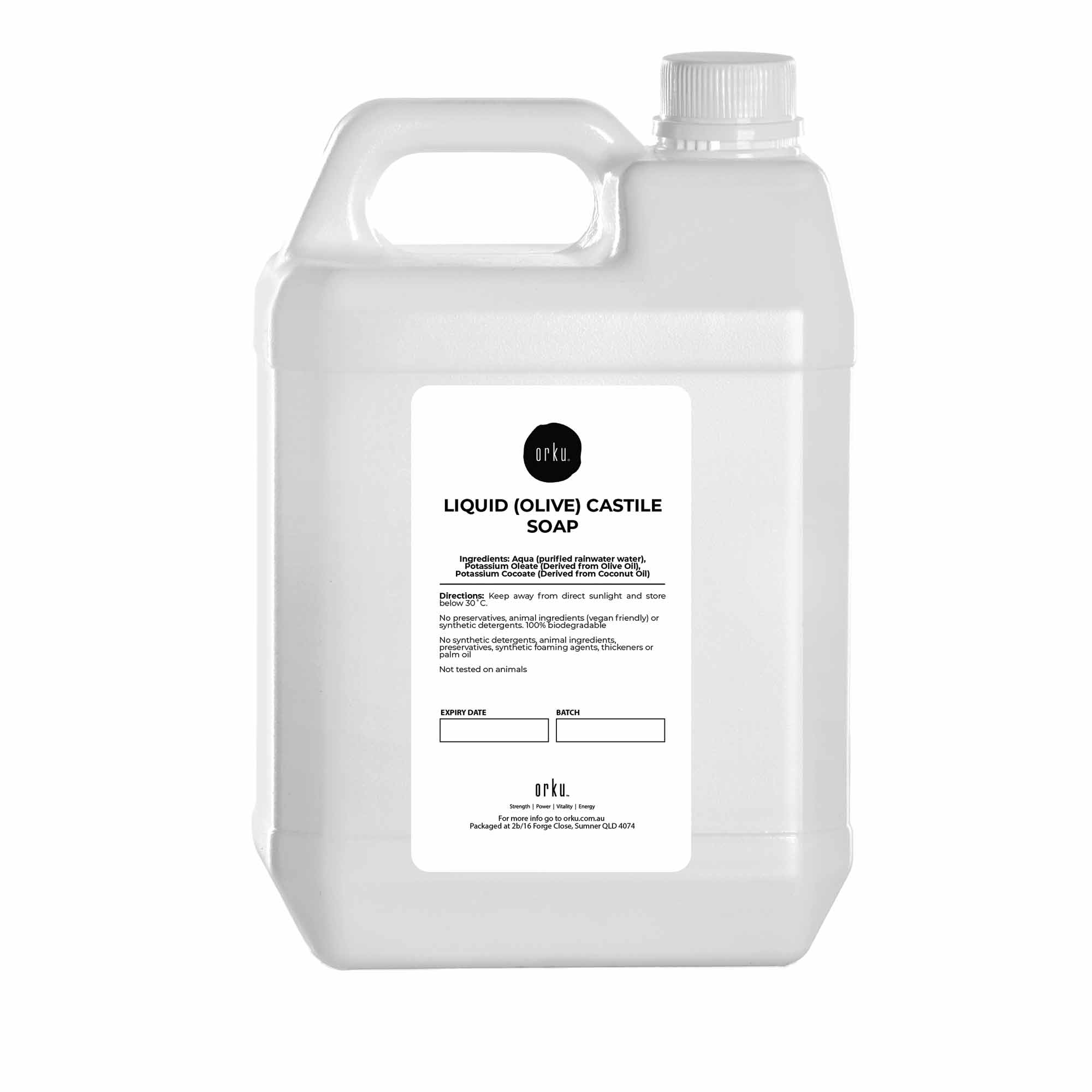 V238-SUPDZ-32767227986000-202507252035-00 Orku 5L Liquid Castile Soap - Pure Unscented Natural Olive Oil Concentrate Bulk - Image 1