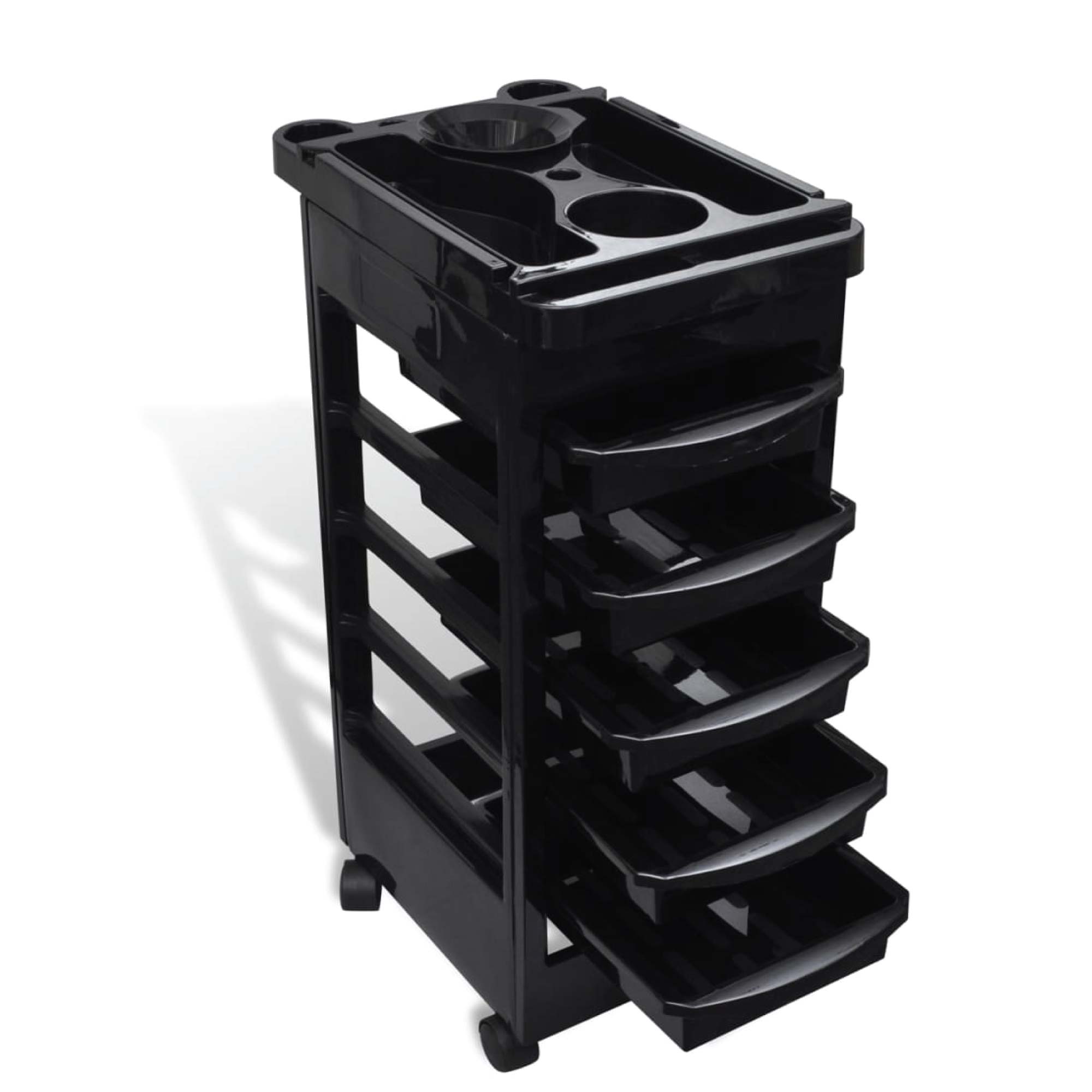 V238-SUPDZ-39711824248912-202507252001-00 6 Tier Hairdressing Trolley Black 82x49x32cm Salon Hair Colouring Rolling Cart - Image 1