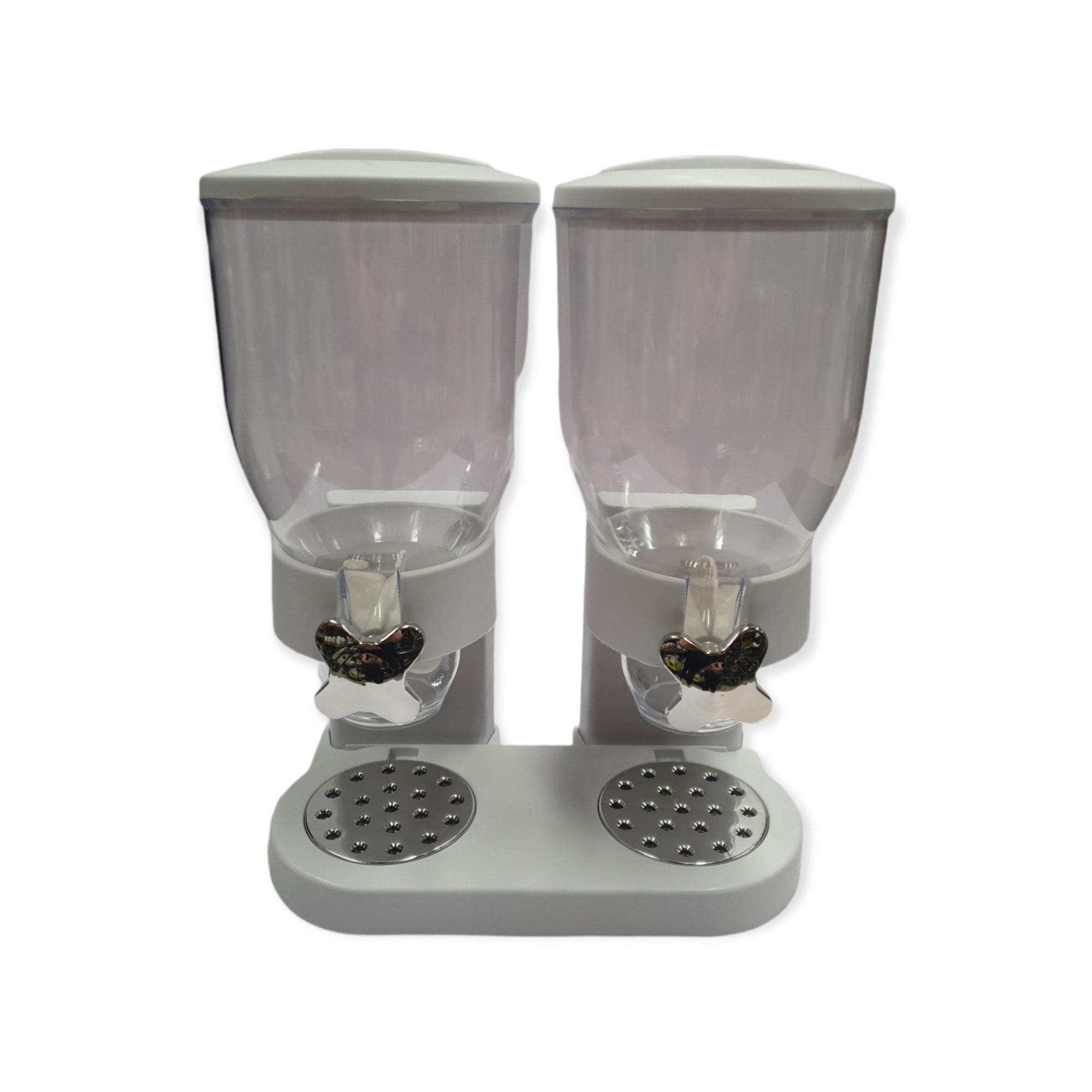 V238-SUPDZ-39789732397136-202507311136-00 2 x 4L Double Cereal Dispenser White - Round Rice Grains Countertop Storage - Image 1