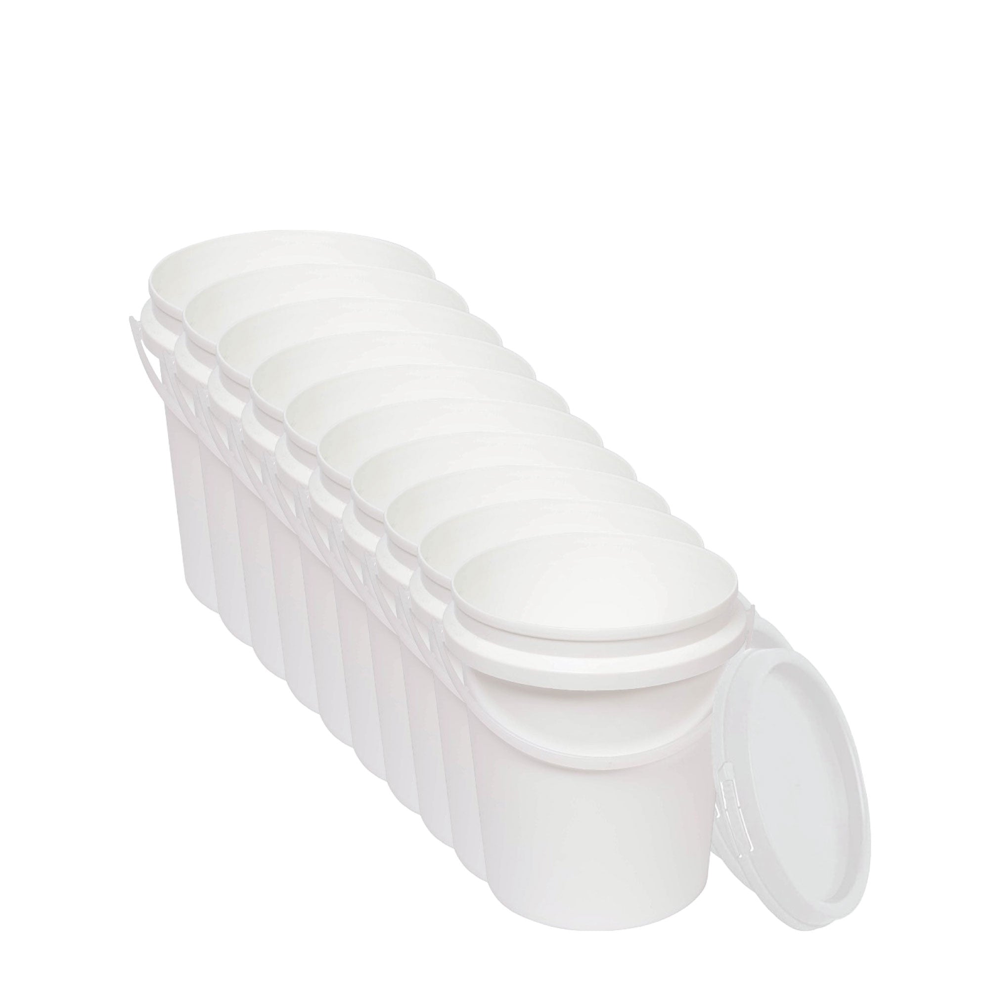 V238-SUPDZ-40577329332304-202507252215-00 10x 1.2L Plastic Buckets + Lids - Food Grade Empty White Tub With Handle - Image 1