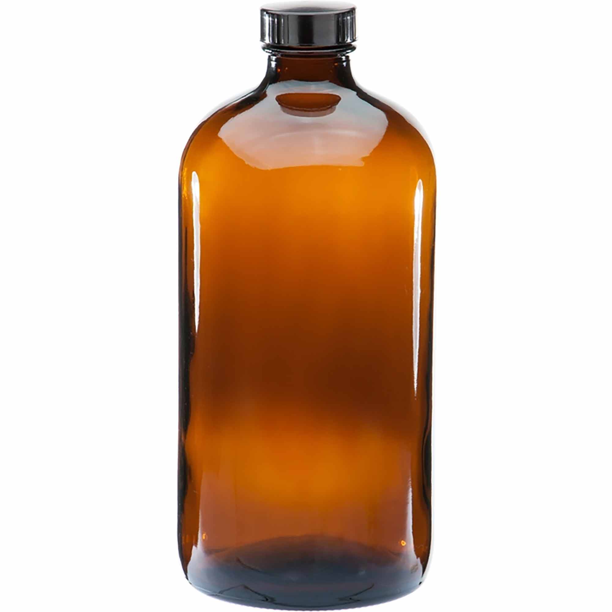 V238-SUPDZ-40905944432720-202509121252-00 20 x 1L Amber Glass Boston Bottles Screw Cap Empty Essential Oil Bulk - Image 1