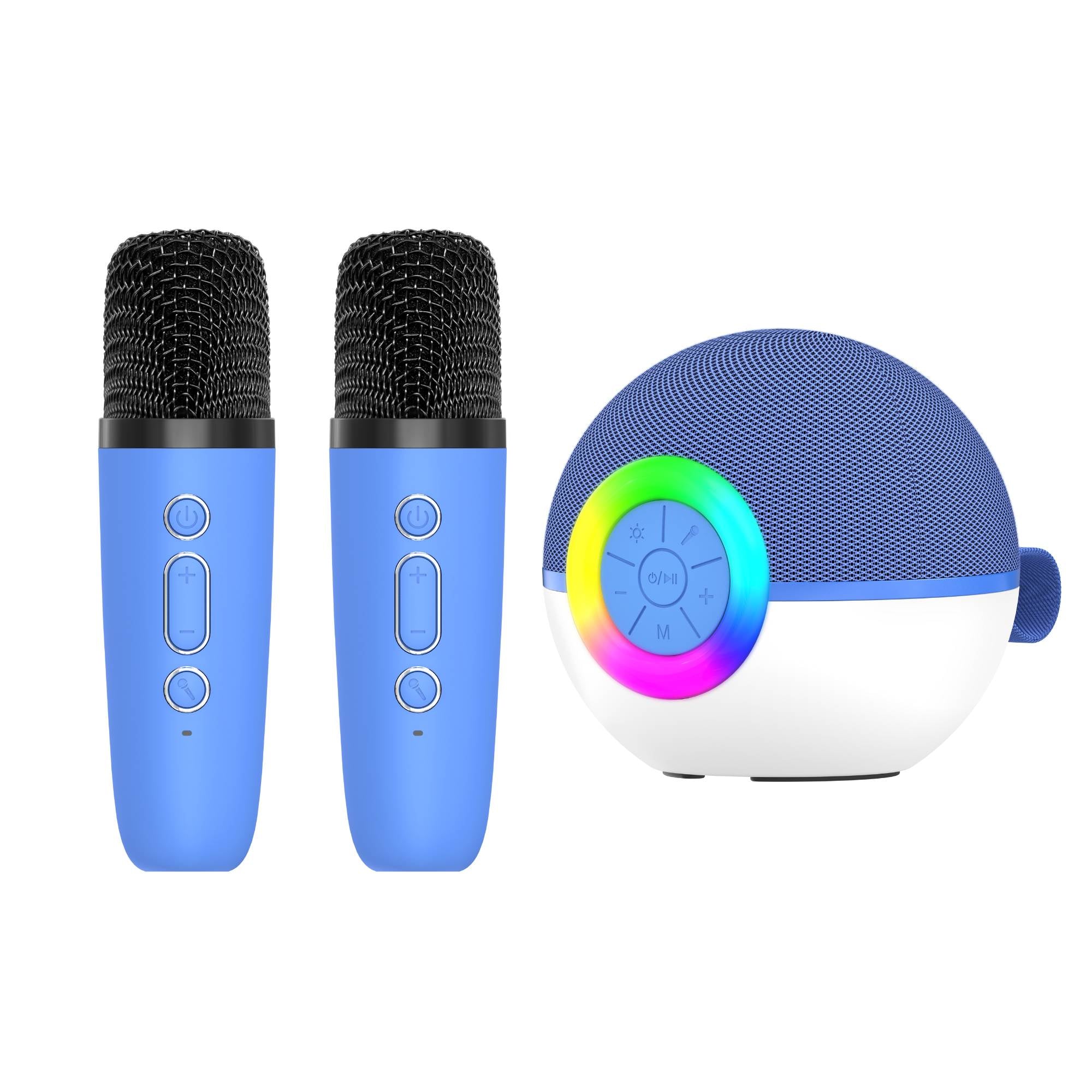 V238-SUPDZ-41169082122320-202508181610-00 Mini Karaoke Machine and 2x Wireless Microphones Portable Bluetooth Speaker Blue - Image 1